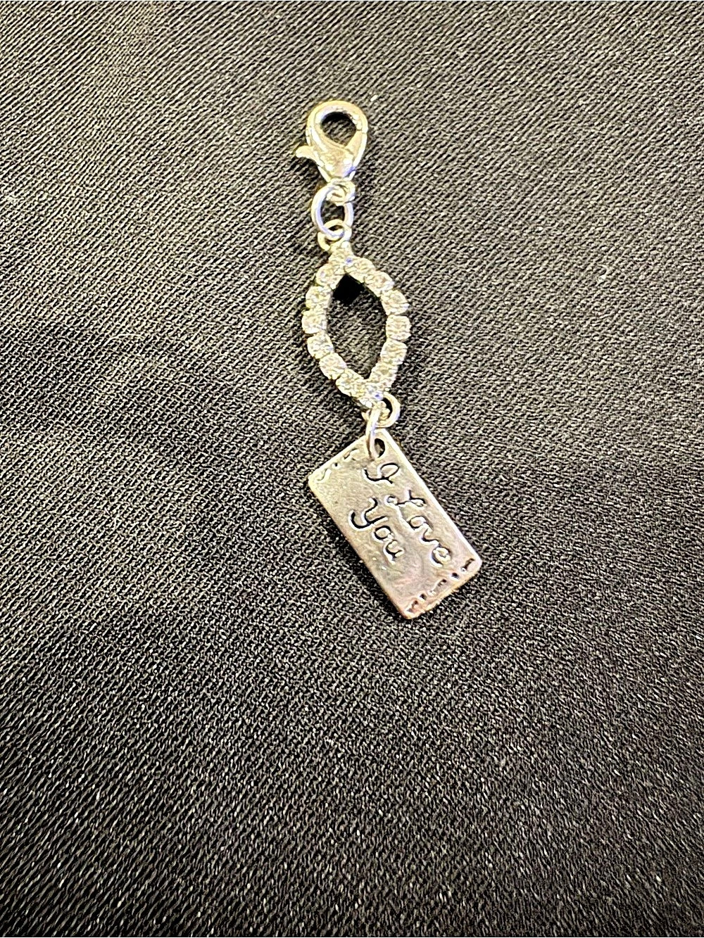 Silver Rhinestone Charm “I love you”